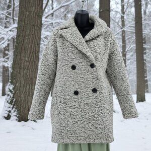 Abercrombie & Fitch Wool Blend PeaCoat Grey Mid Legnth Lined Women's Small